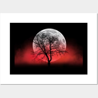 Misty moonlight landscape Posters and Art